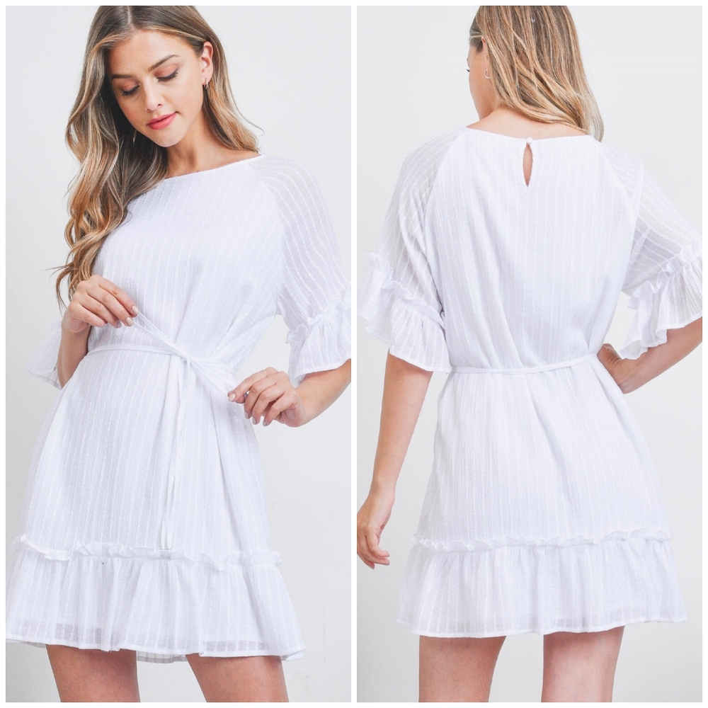 LAST ONE❗MAD FOR LOVE White Short Sleeves Flowy Dress - Picture 6 of 6